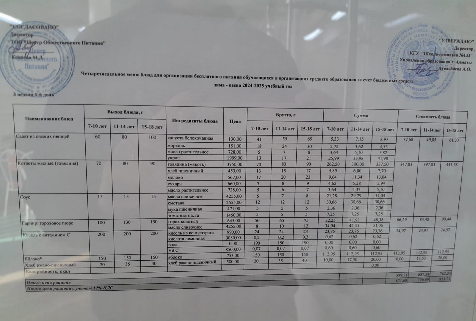 меню 20.02.2025 г