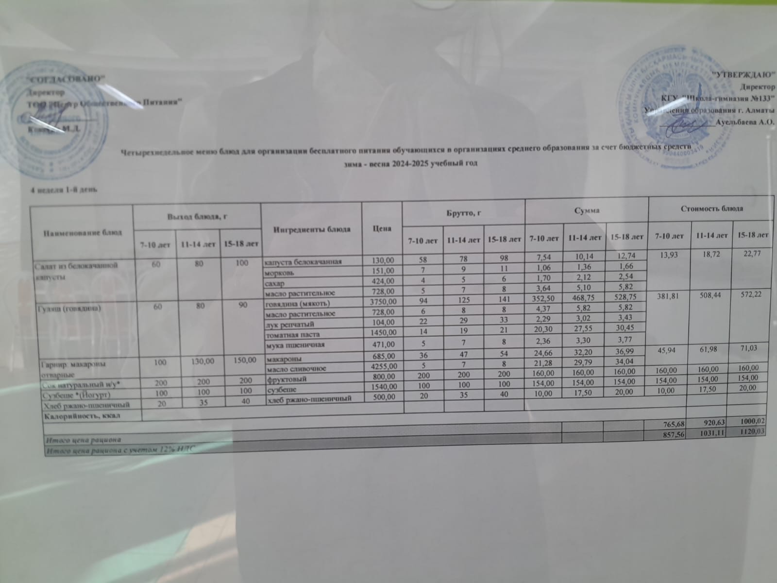 Меню 24.02.2025 г