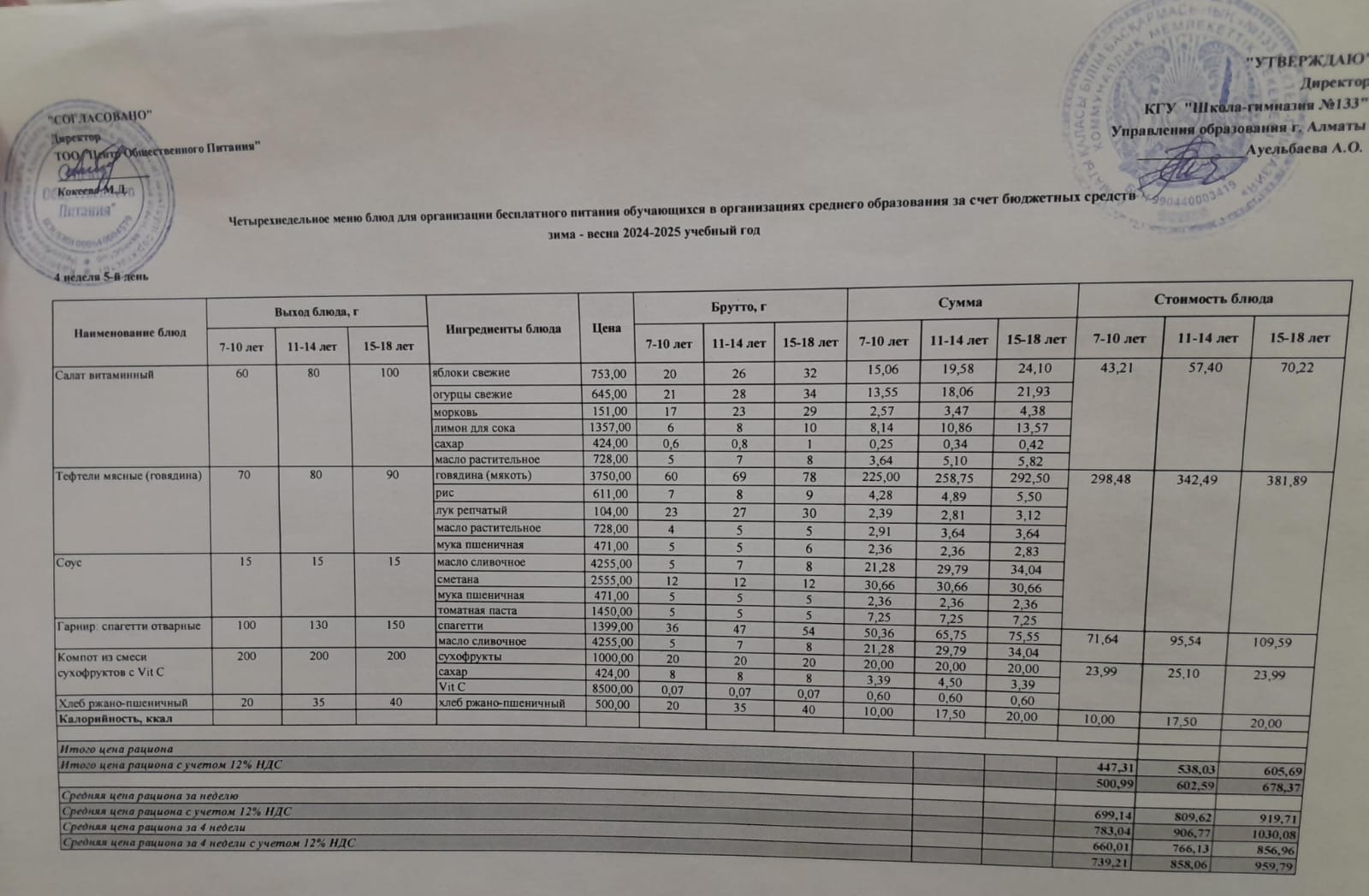 Меню 28.02.2025 г