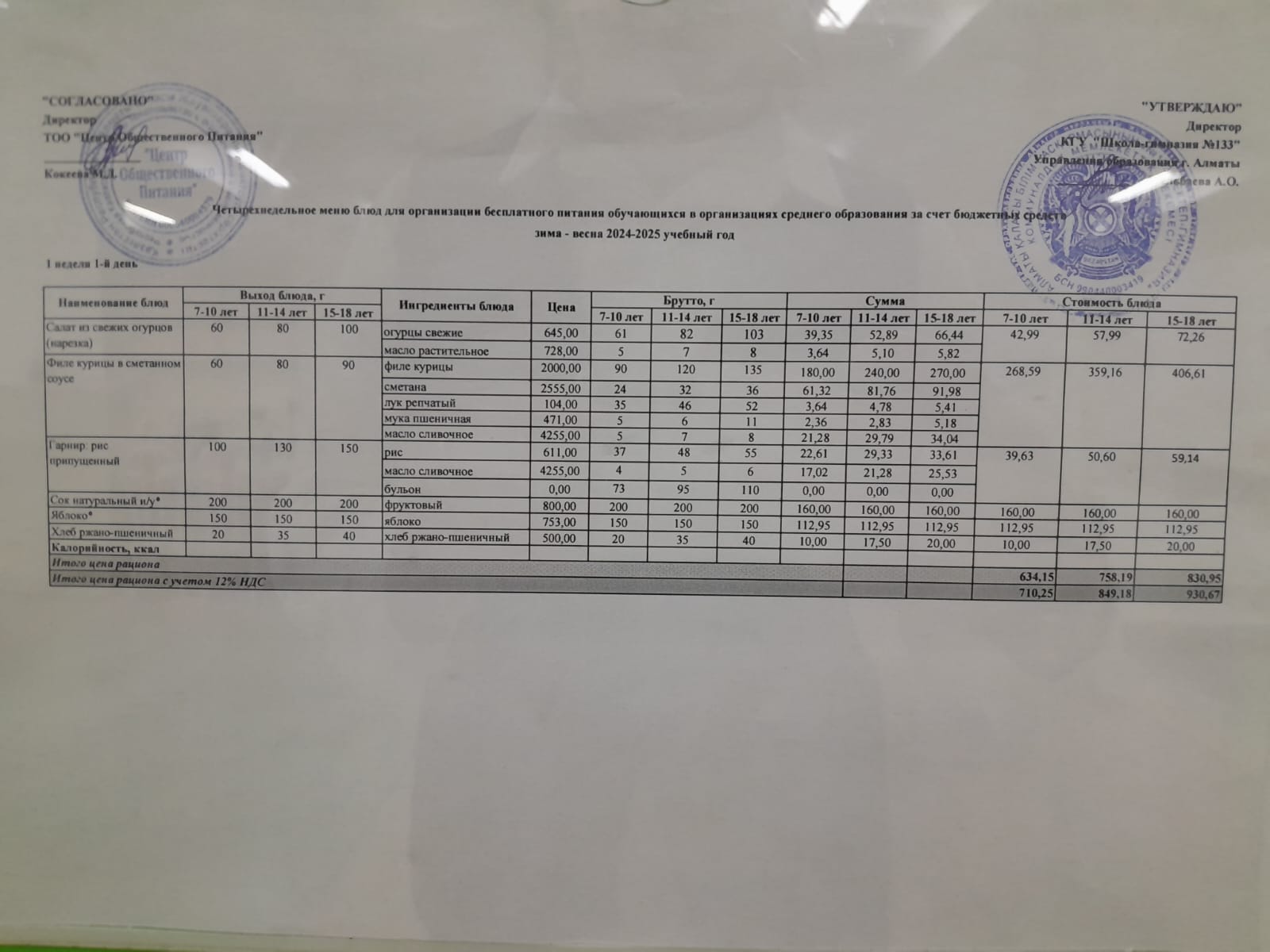 Меню 03.03.2025 г