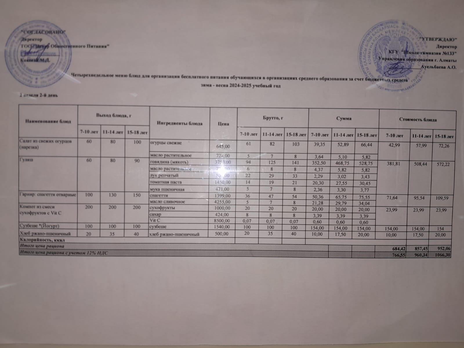 Меню 11.03.2025 г