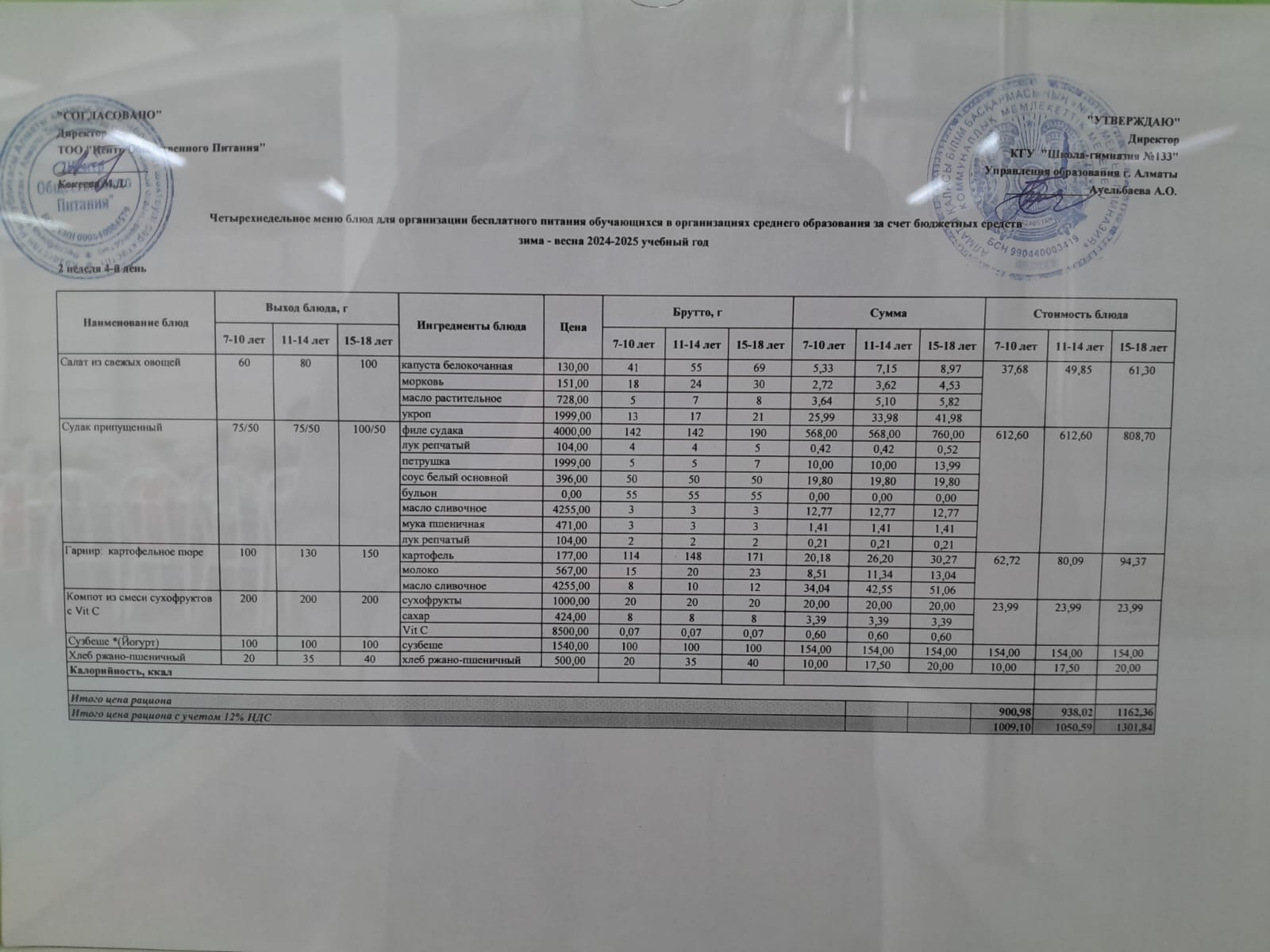 Меню 13.03.2025 г