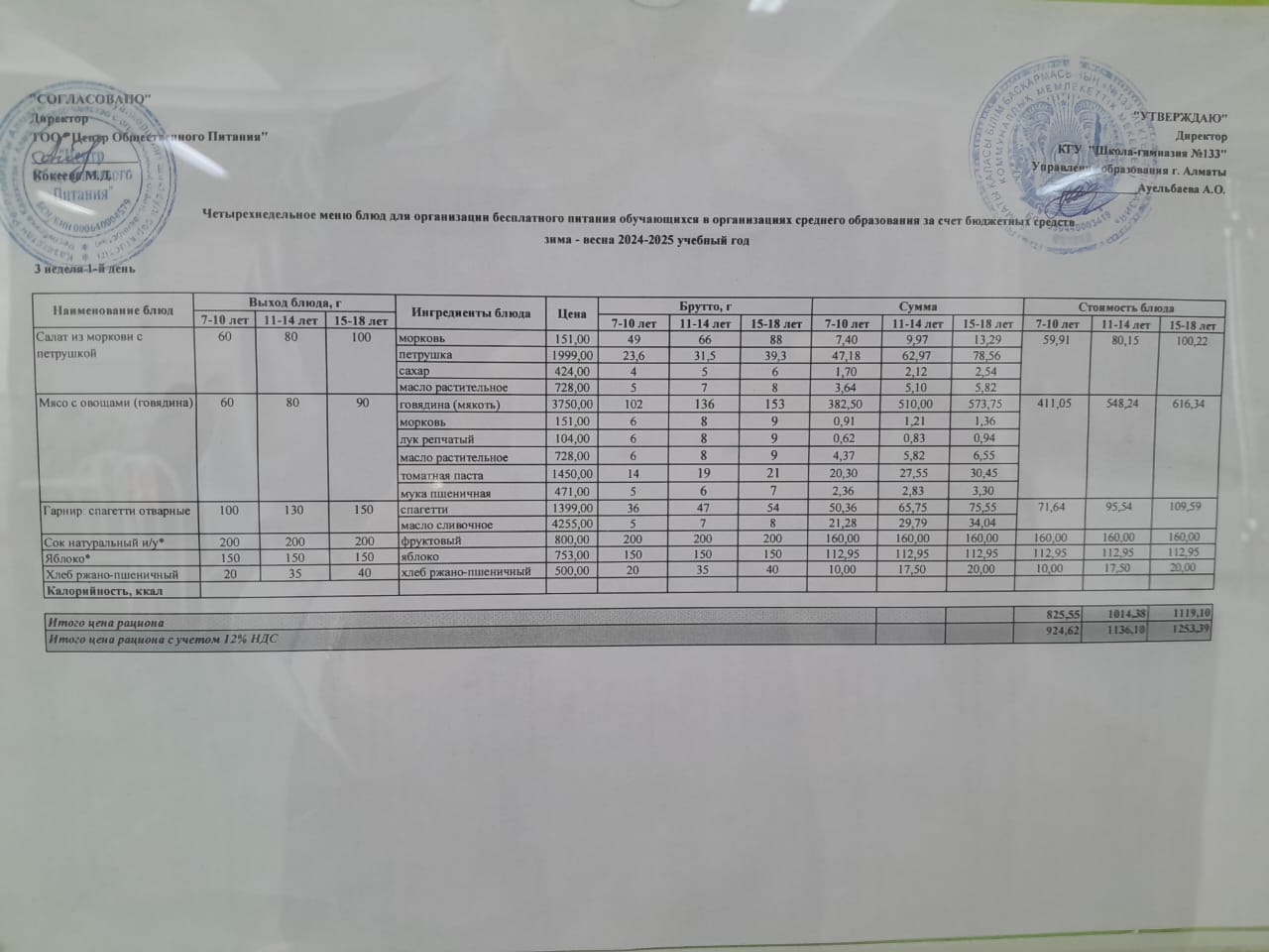 Меню 17.03.2025 г