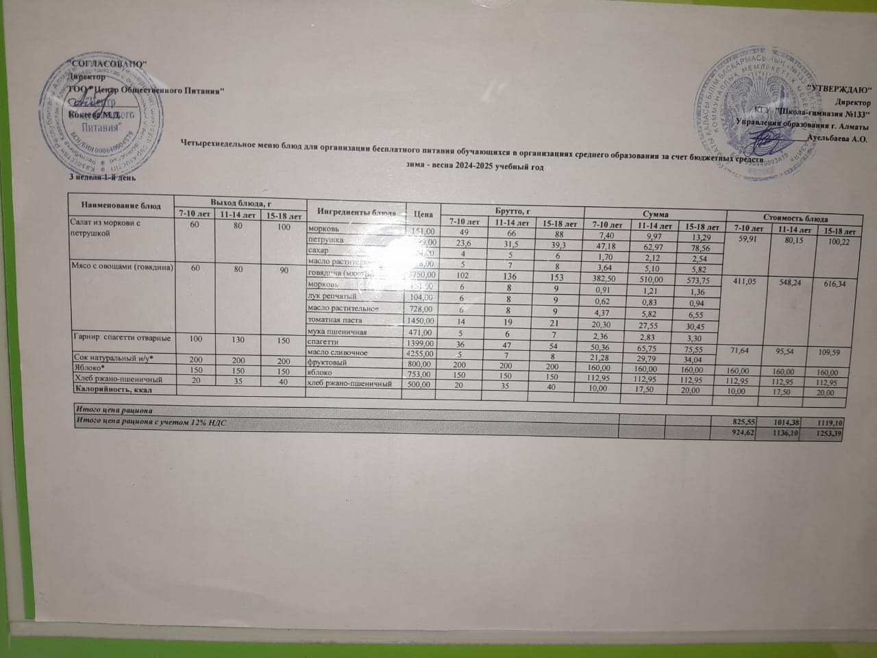 Меню 14.04.2025 г