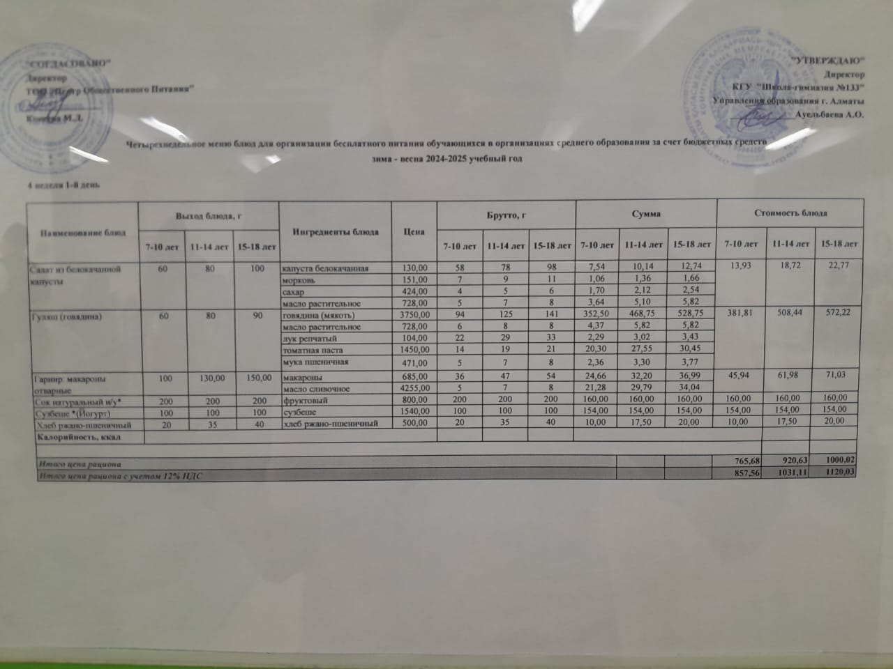 Меню 21.04.2025 г