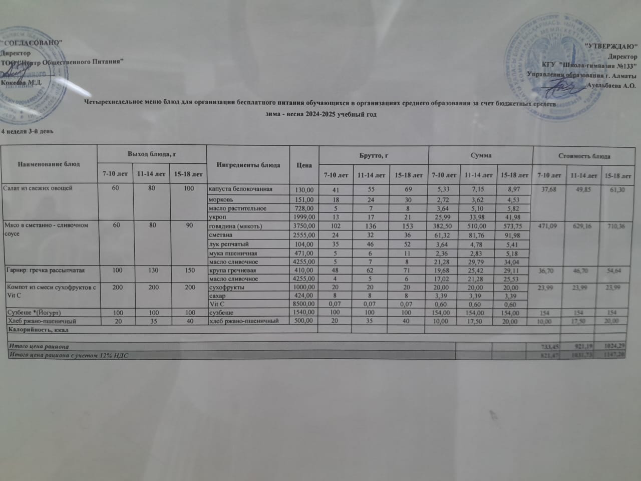 Меню 06.05.2025 г